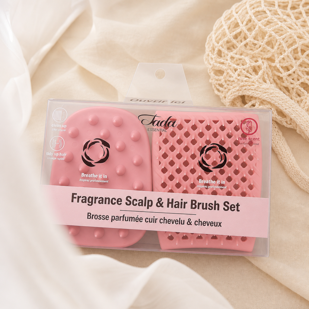 Fragrance Scalp & Hair Brush Set Pink (Rose Scent)
