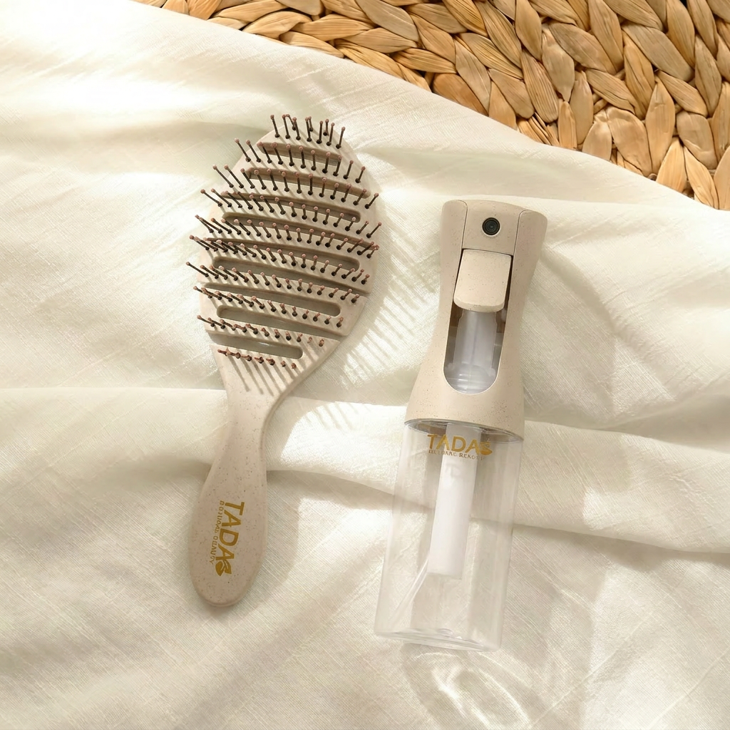 Natural Care Hairbrush & Spray Set Beige