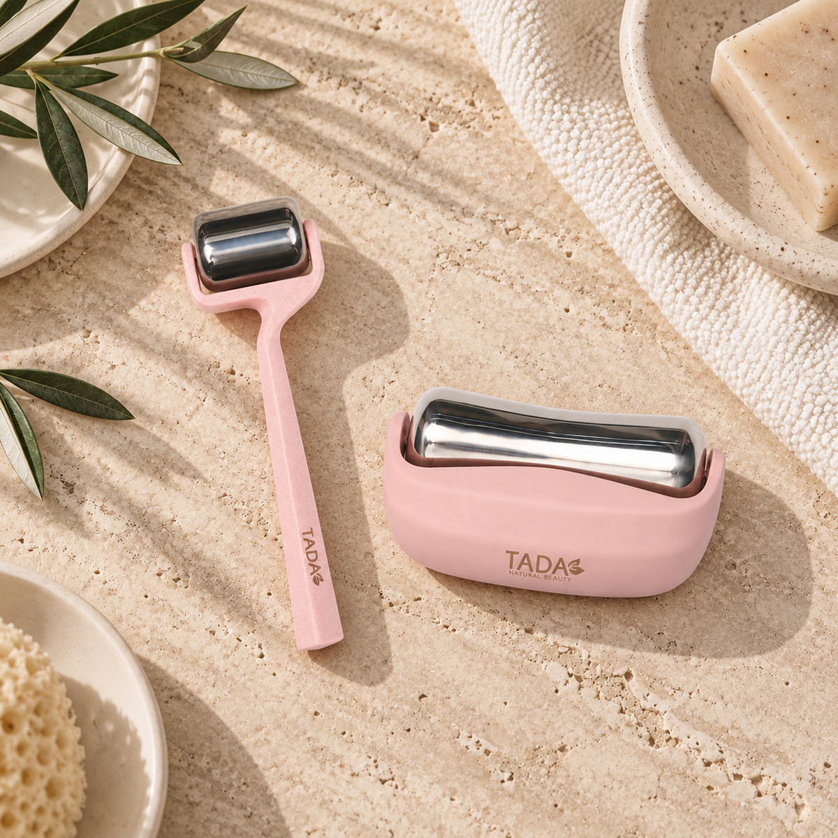 Cooling Face & Body Roller 2Pcs Set, Pink