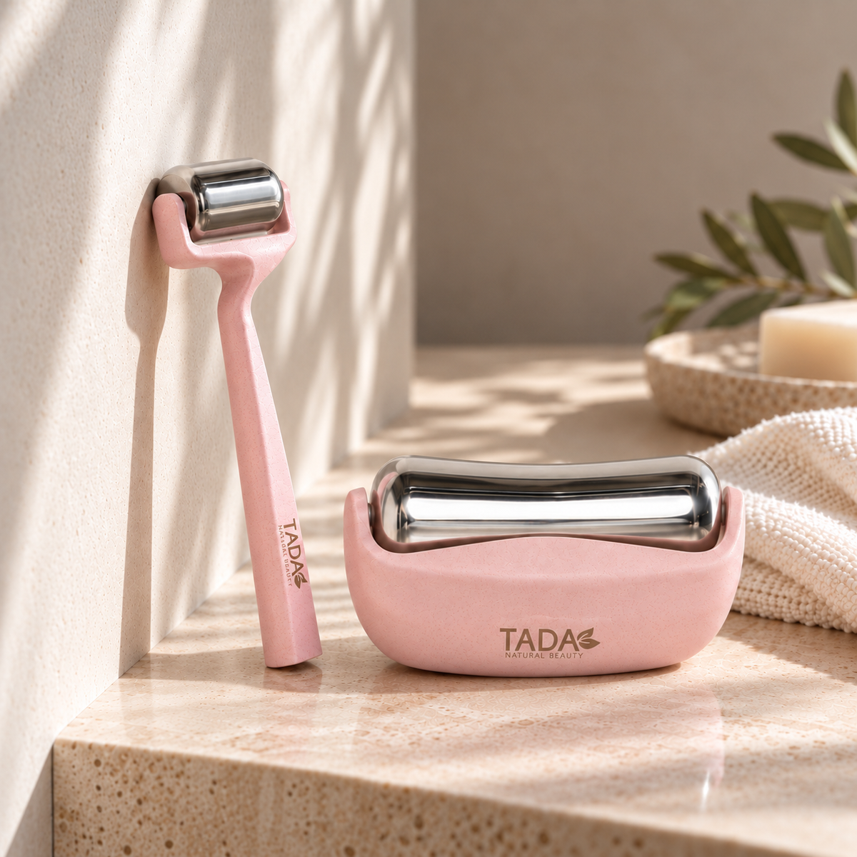 Cooling Face & Body Roller 2Pcs Set, Pink
