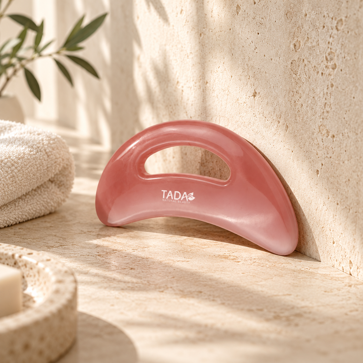 Body Gua Sha Massage Tool with Finger Grip, Pink