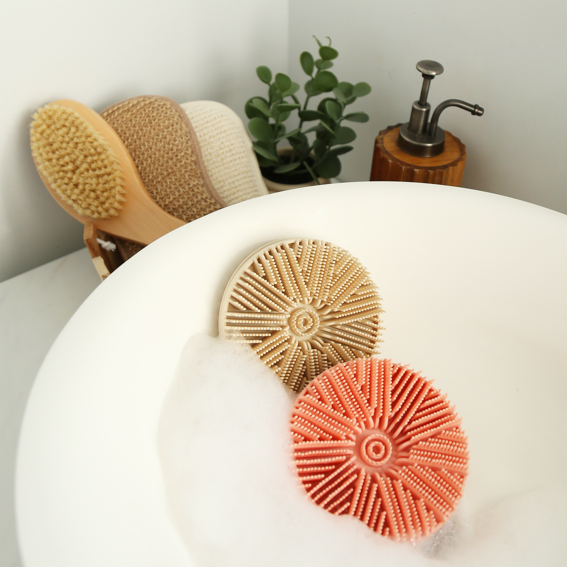 Dual Sided Silicon Body Scrubber Beige