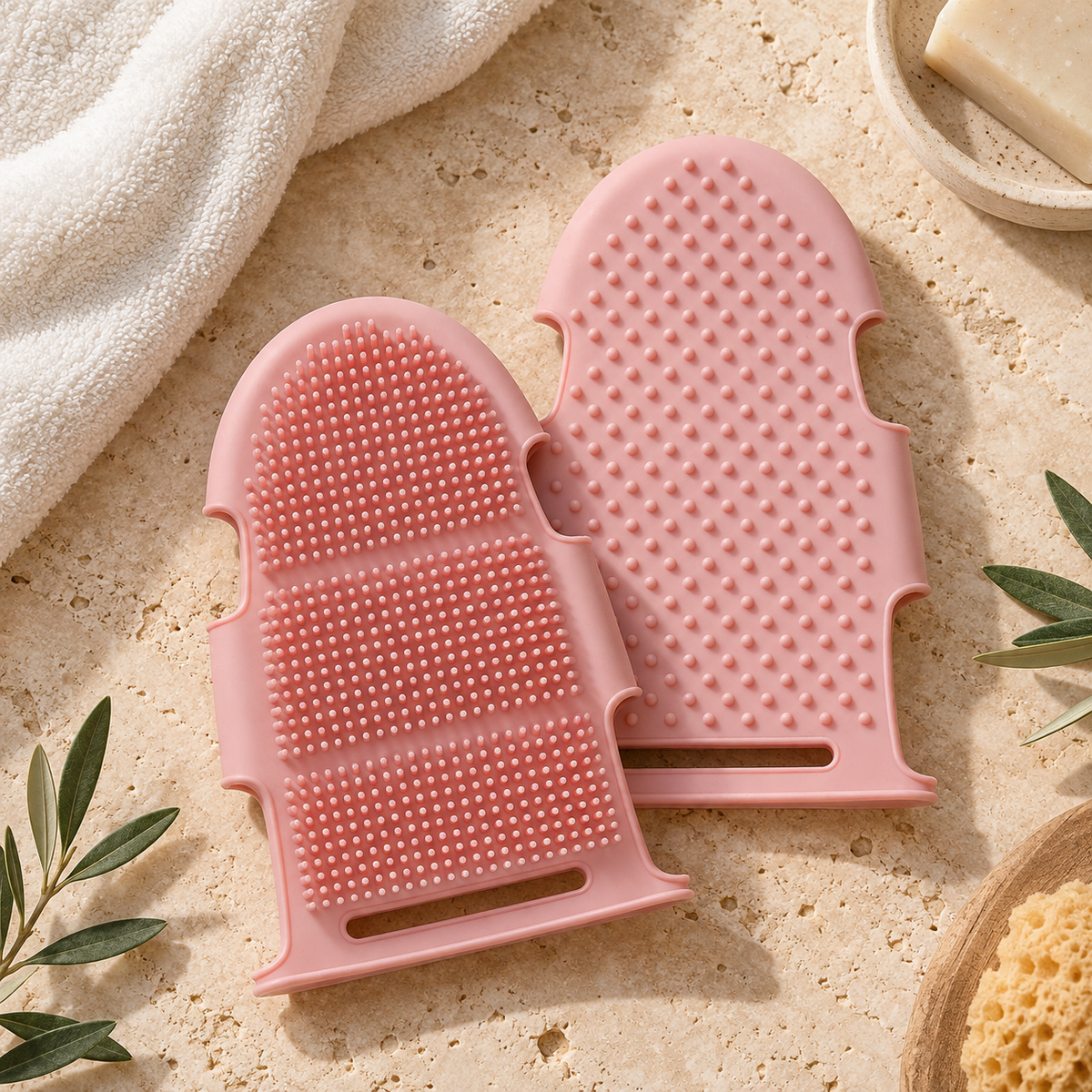Dual Sided Silicone Body Scrubber 1Pc, Pink