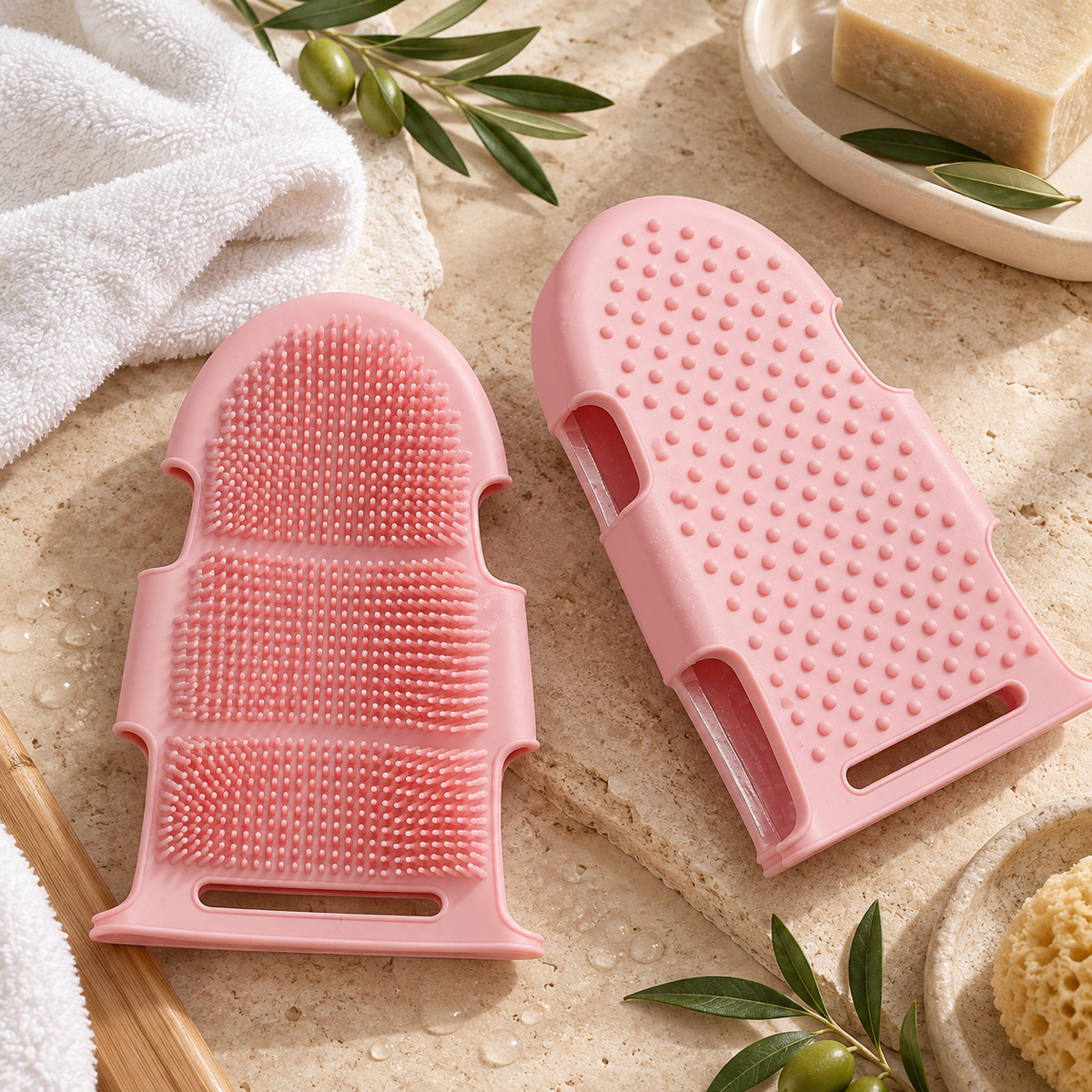 Dual Sided Silicone Body Scrubber 1Pc, Pink
