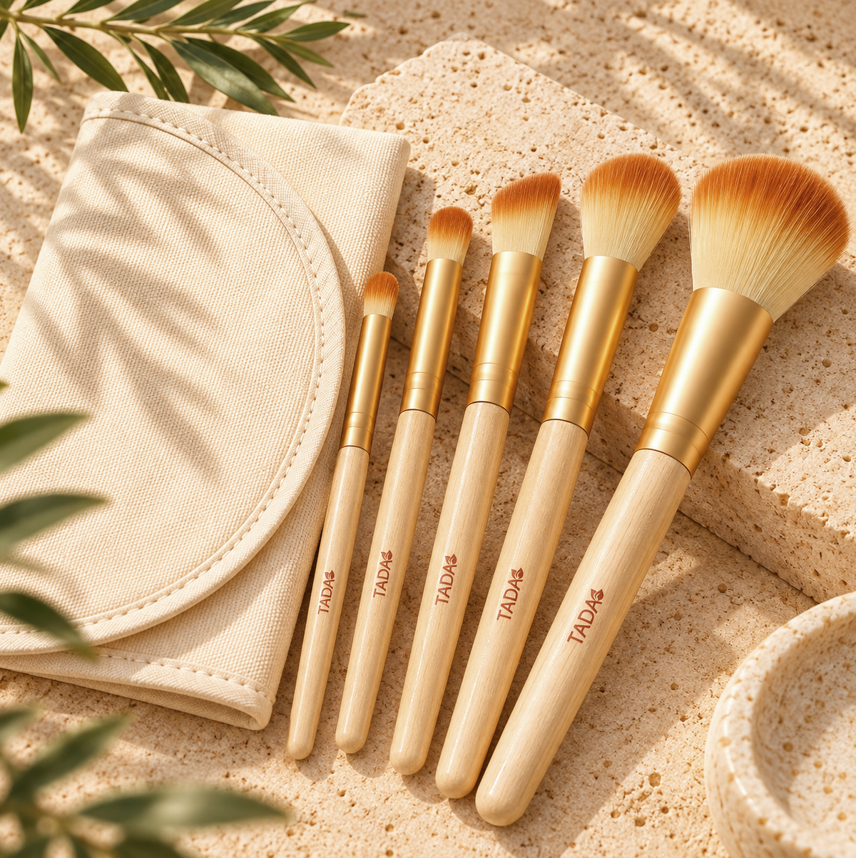 Natural Wood Makeup Brush 5Pcs Set
