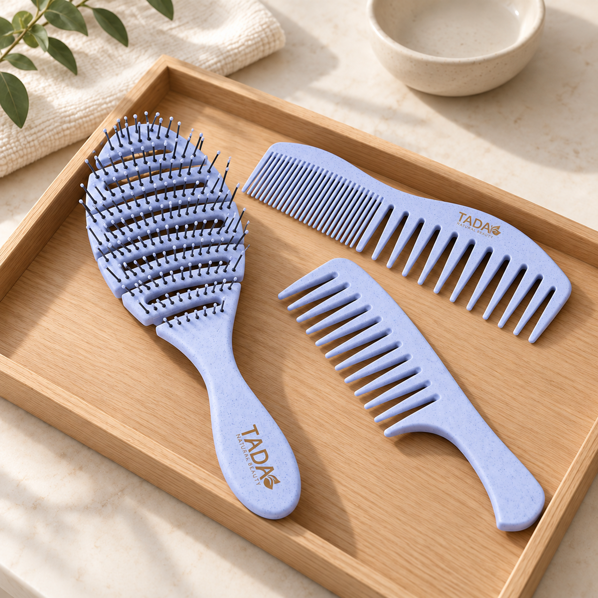Detangler Brush and Comb Set 3Pcs Set, Blue