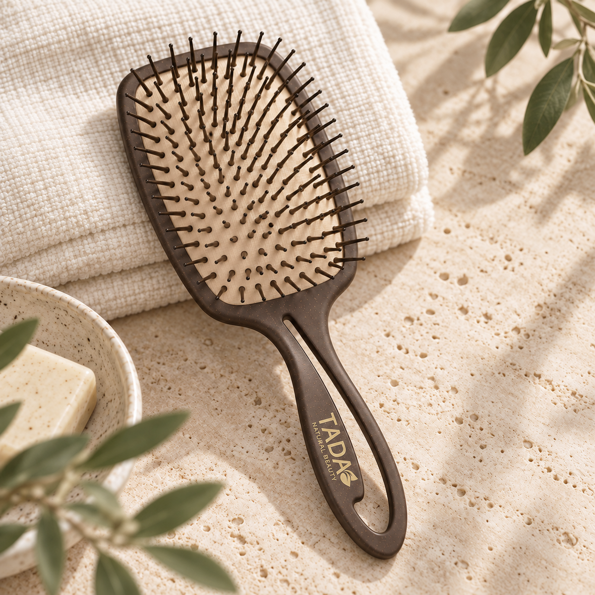 Biodegradable Coffee Grounds Smoothing Paddle Brush, Brown