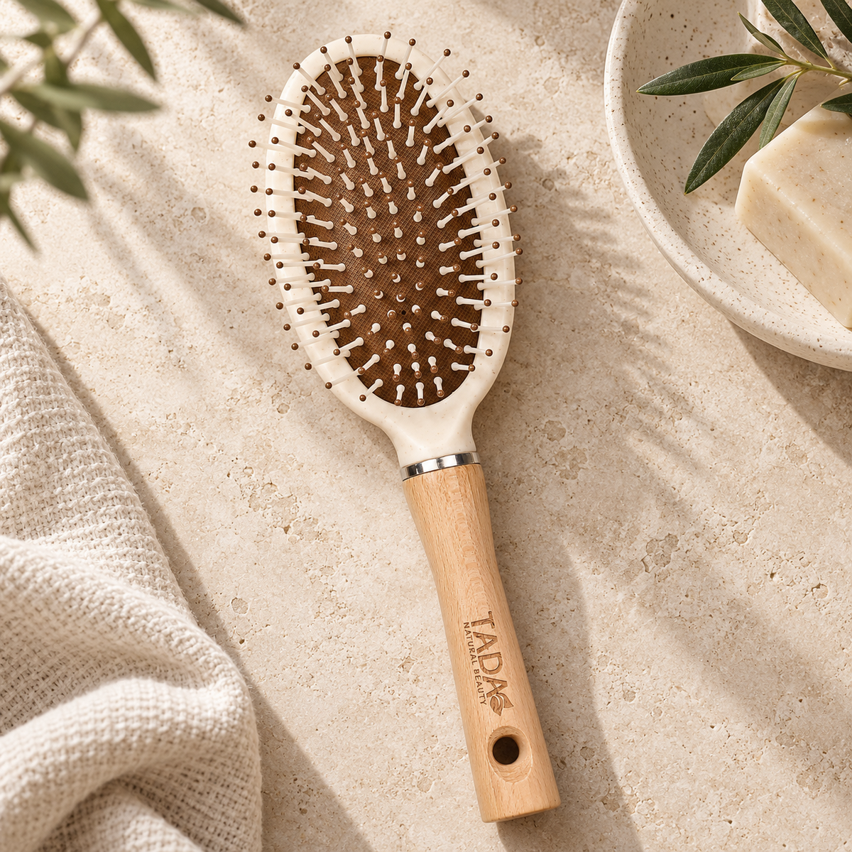 Wood Handle Wheat Straw Oval Paddle Brush