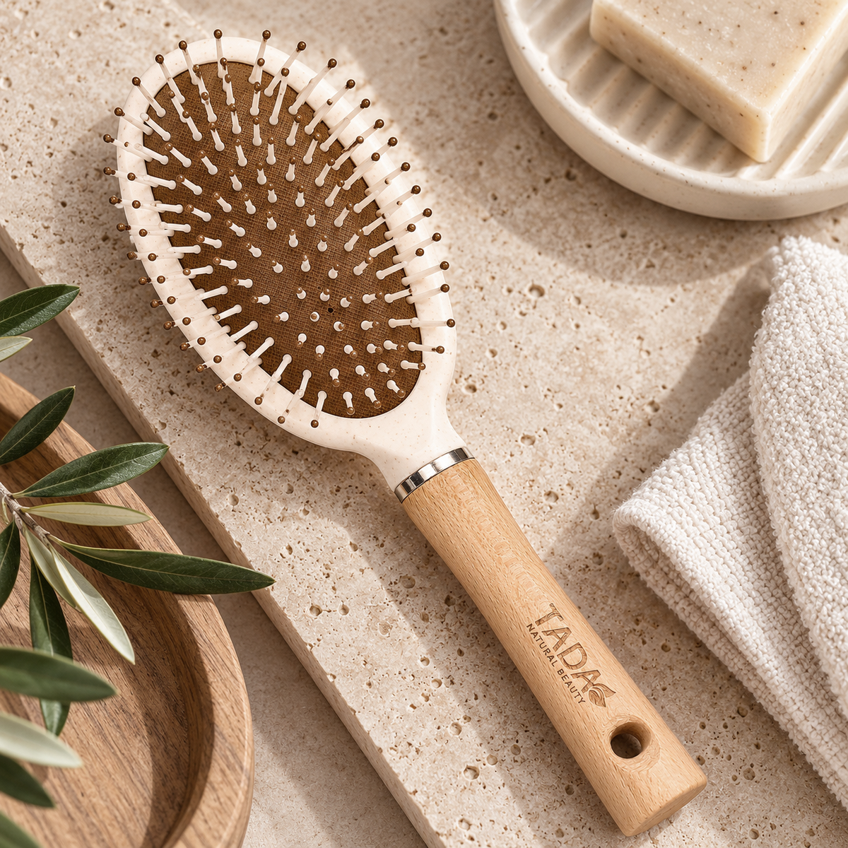 Wood Handle Wheat Straw Oval Paddle Brush