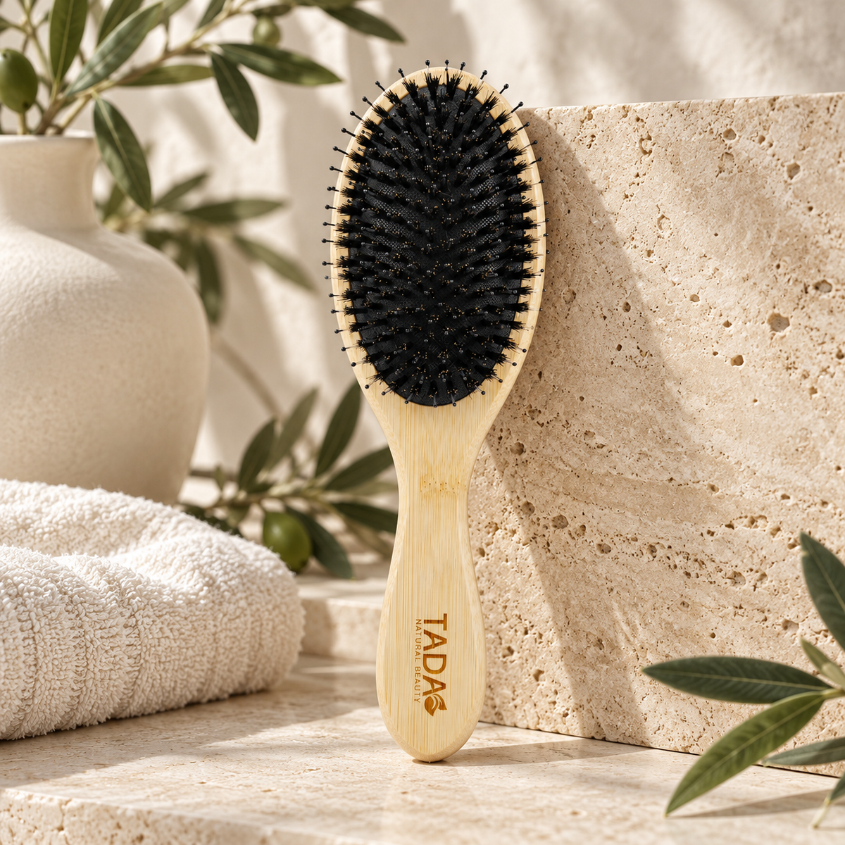 Bamboo Oval Bristle Brush