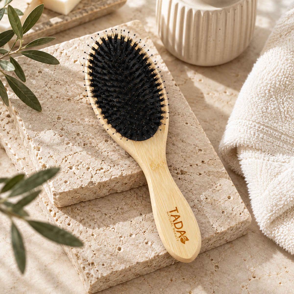 Bamboo Oval Bristle Brush