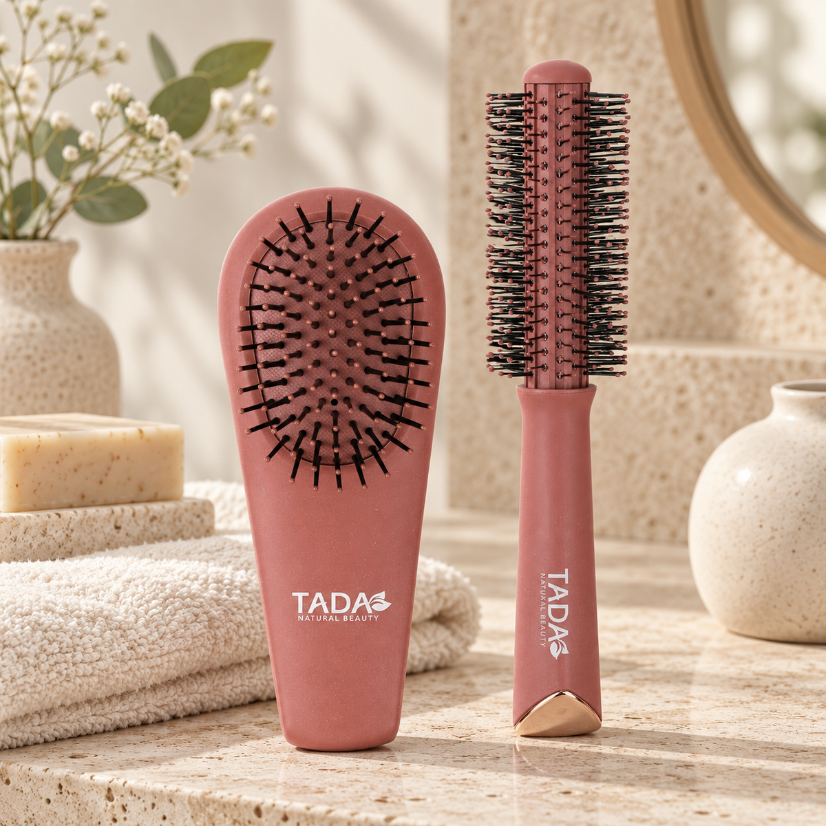 Wheat Straw Hair Styling Brush 2Pcs Set