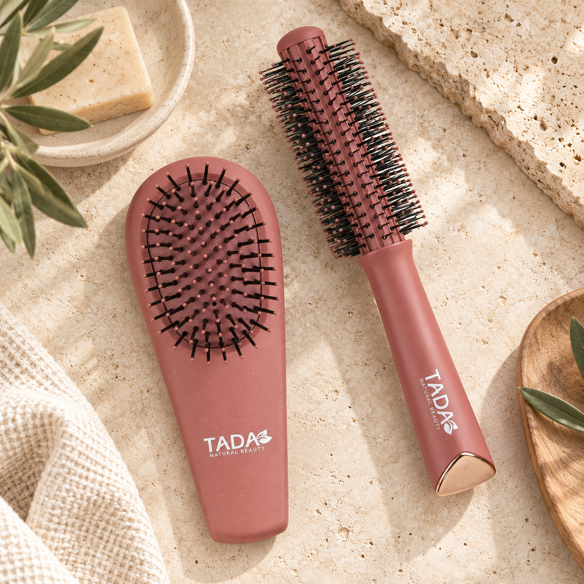 Wheat Straw Hair Styling Brush 2Pcs Set