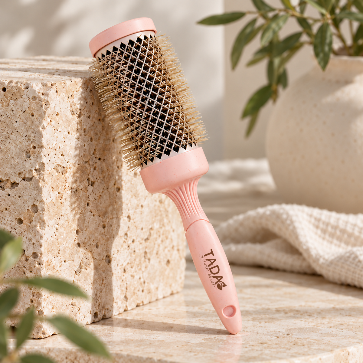 Wheat Straw 3" Thermal Round Brush, Pink