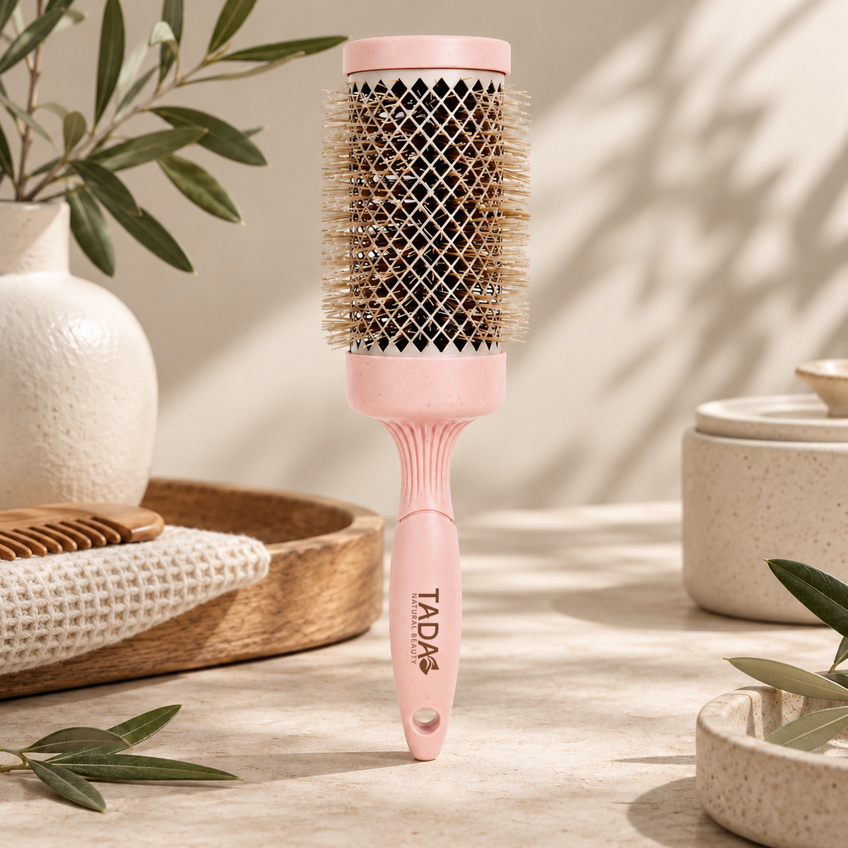 Wheat Straw 3" Thermal Round Brush, Pink