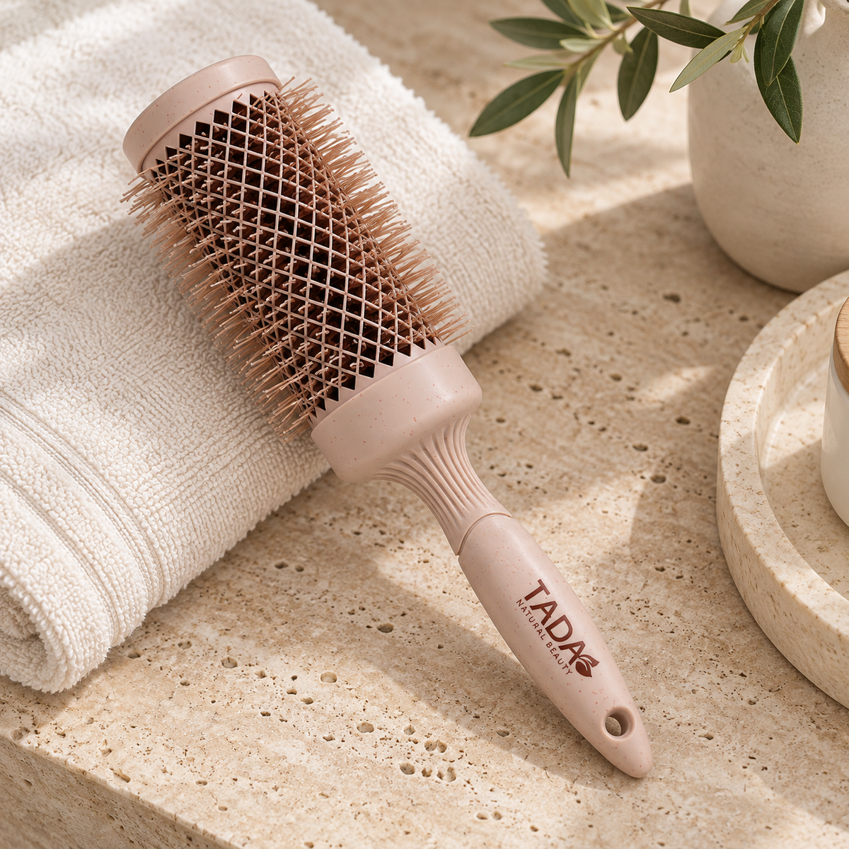 Wheat Straw 3" Thermal Round Brush, Mauve
