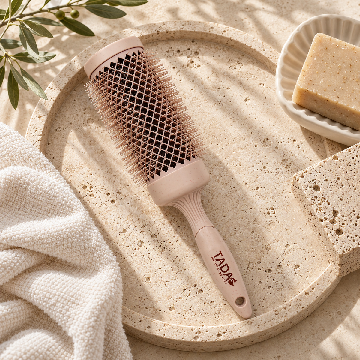 Wheat Straw 3" Thermal Round Brush, Mauve
