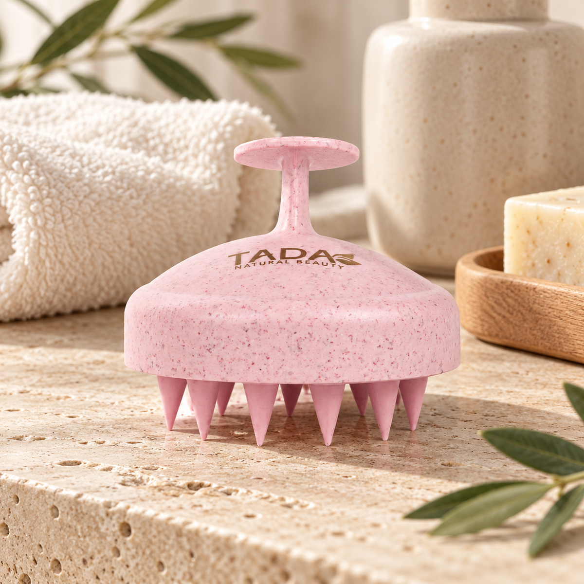 Biodegradable Wheat Straw Shampoo Scalp Brush, Pink