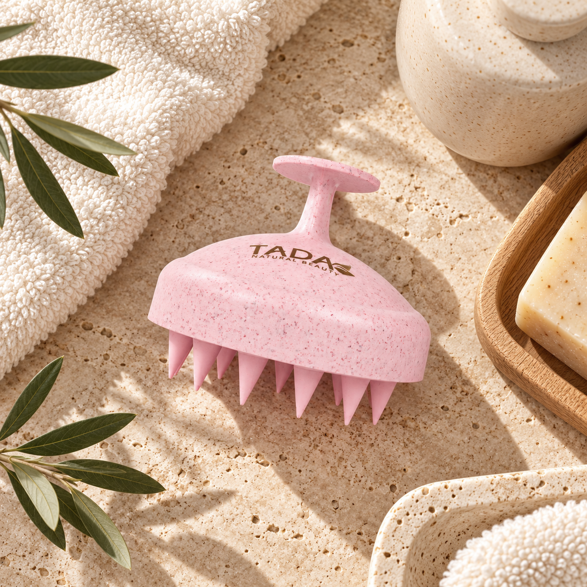 Biodegradable Wheat Straw Shampoo Scalp Brush, Pink