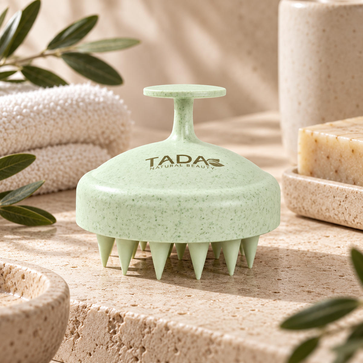 Biodegradable Wheat Straw Shampoo Scalp Brush, Green