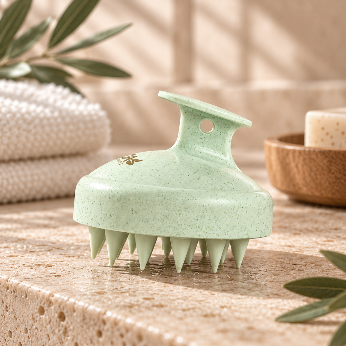 Biodegradable Wheat Straw Shampoo Scalp Brush, Green
