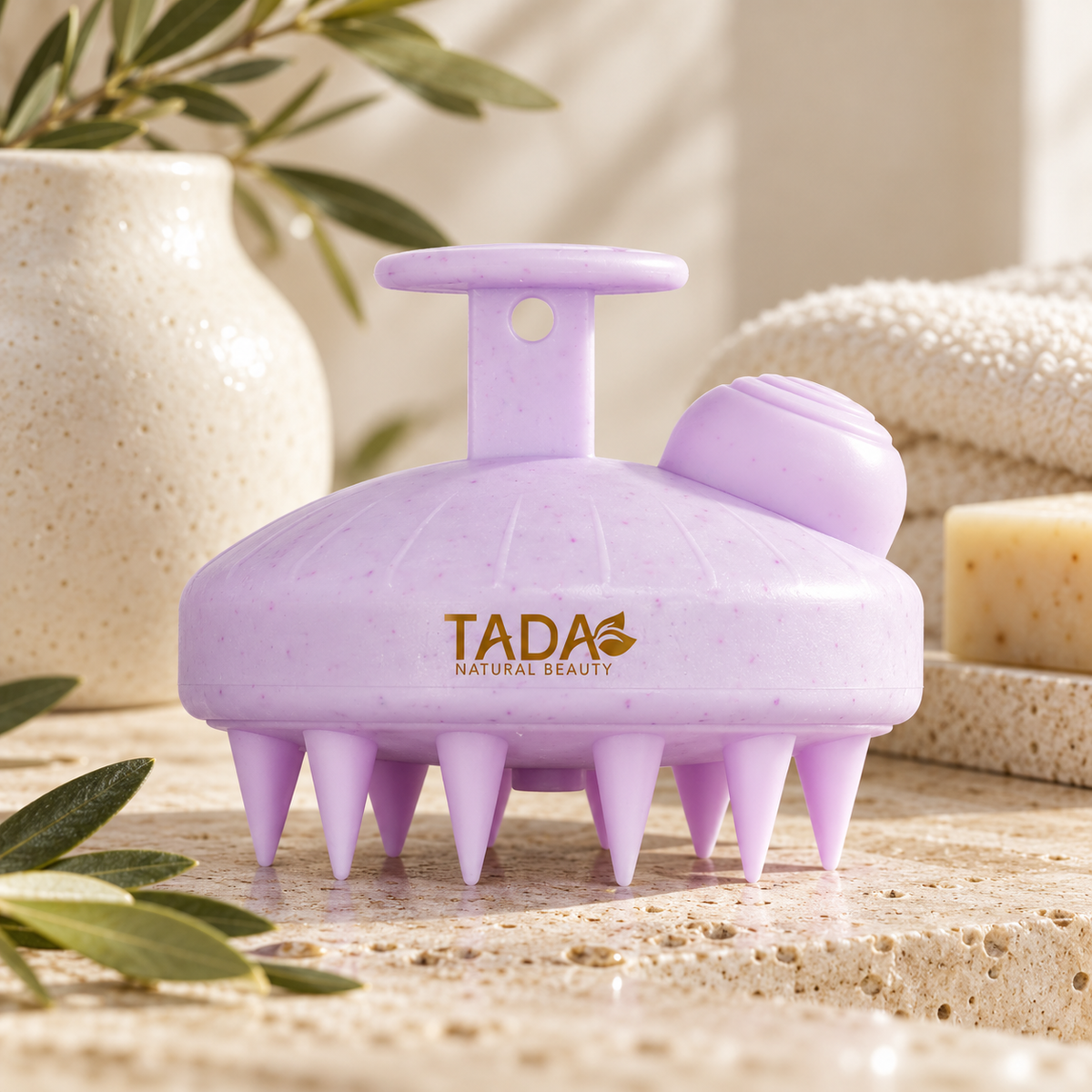 Biodegradable Wheat Straw Scalp Shampoo Brush with Dispenser, Lavender