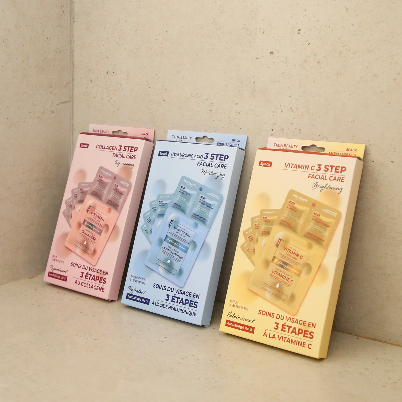 3-Step Hyaluronic Acid Facial Mask (5pk)