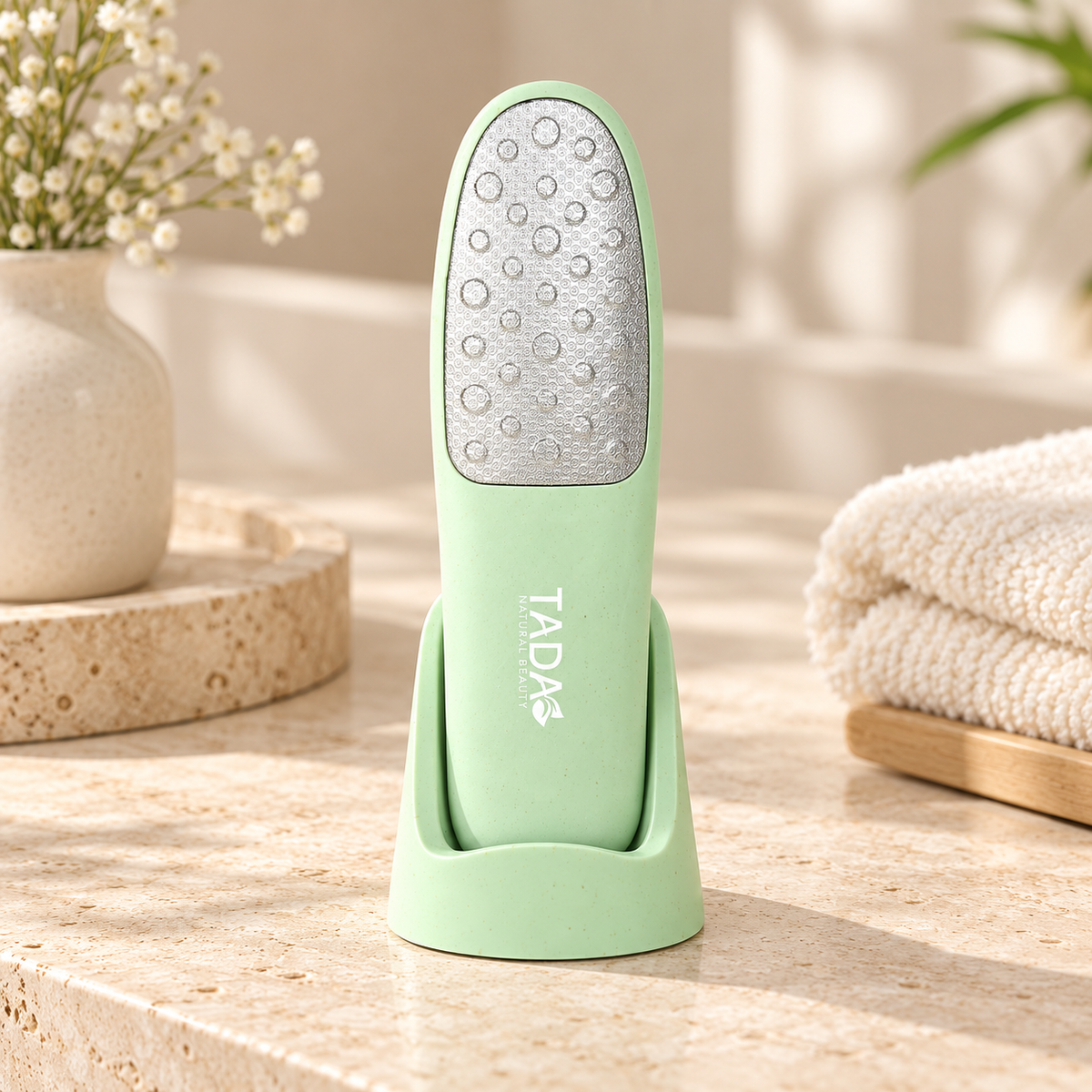 2-Step Dual-Sided Foot File with Cover, Green