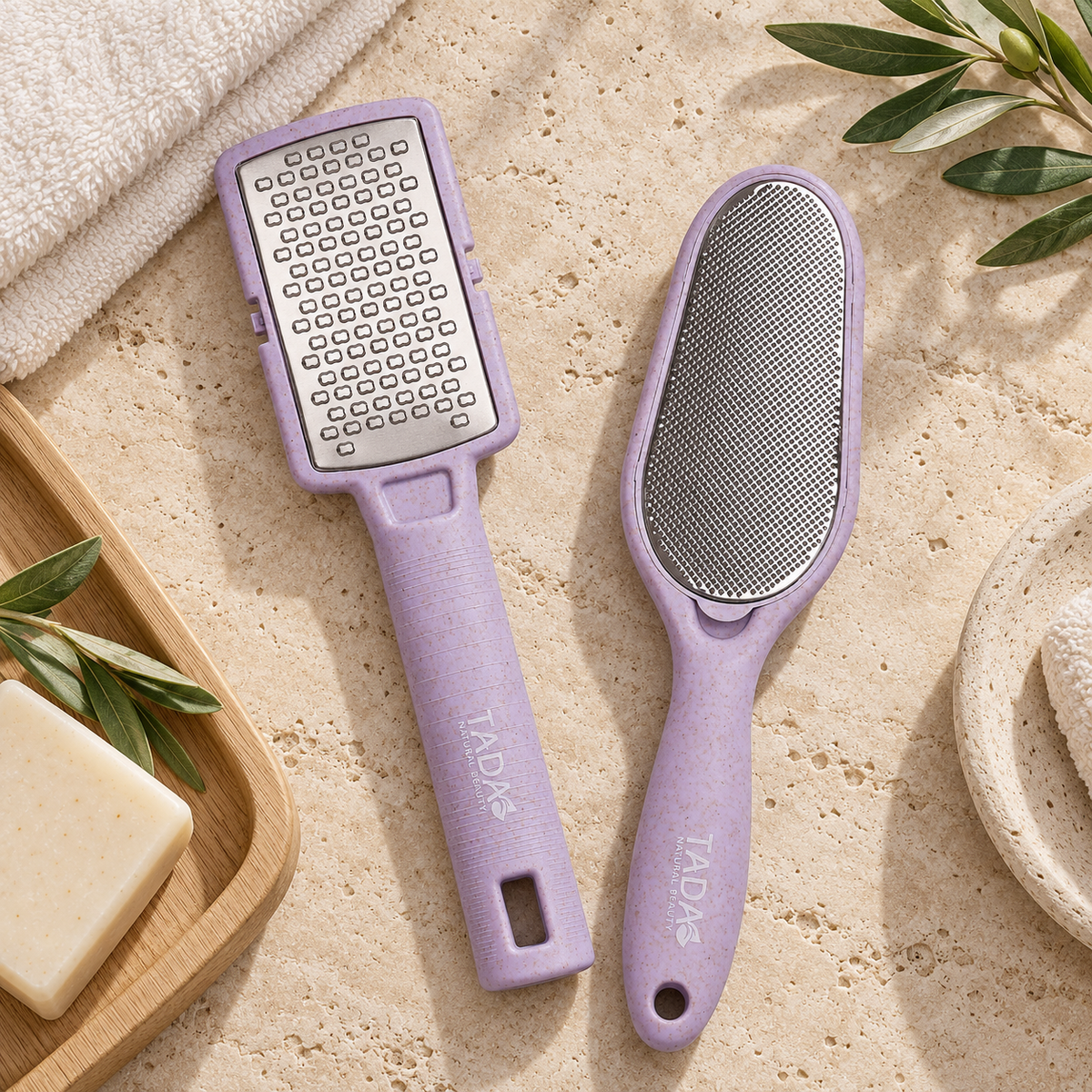 2-Step Smoothing Foot File Set with Cover Cap 2Pcs Set, Lavender