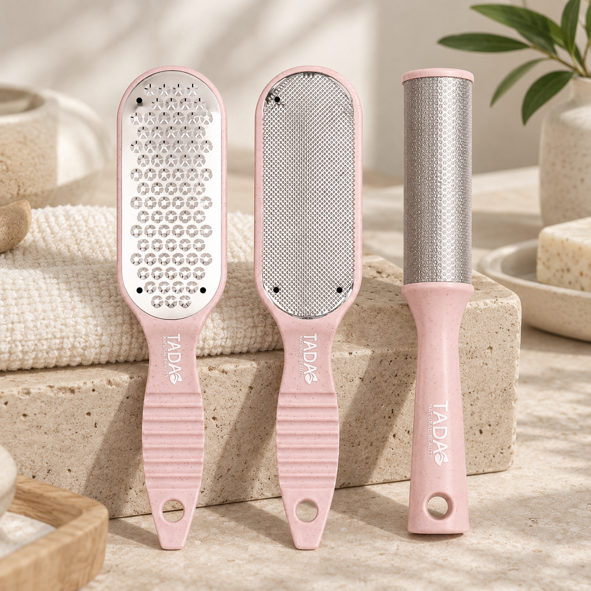 3-Step Smoothing Foot File 3Pcs Set, Pink