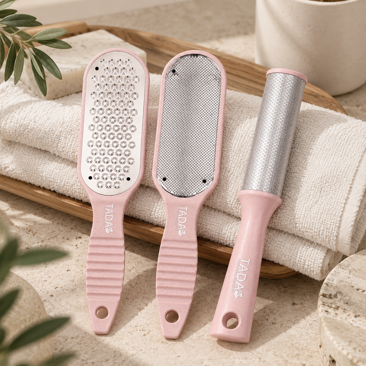 3-Step Smoothing Foot File 3Pcs Set, Pink