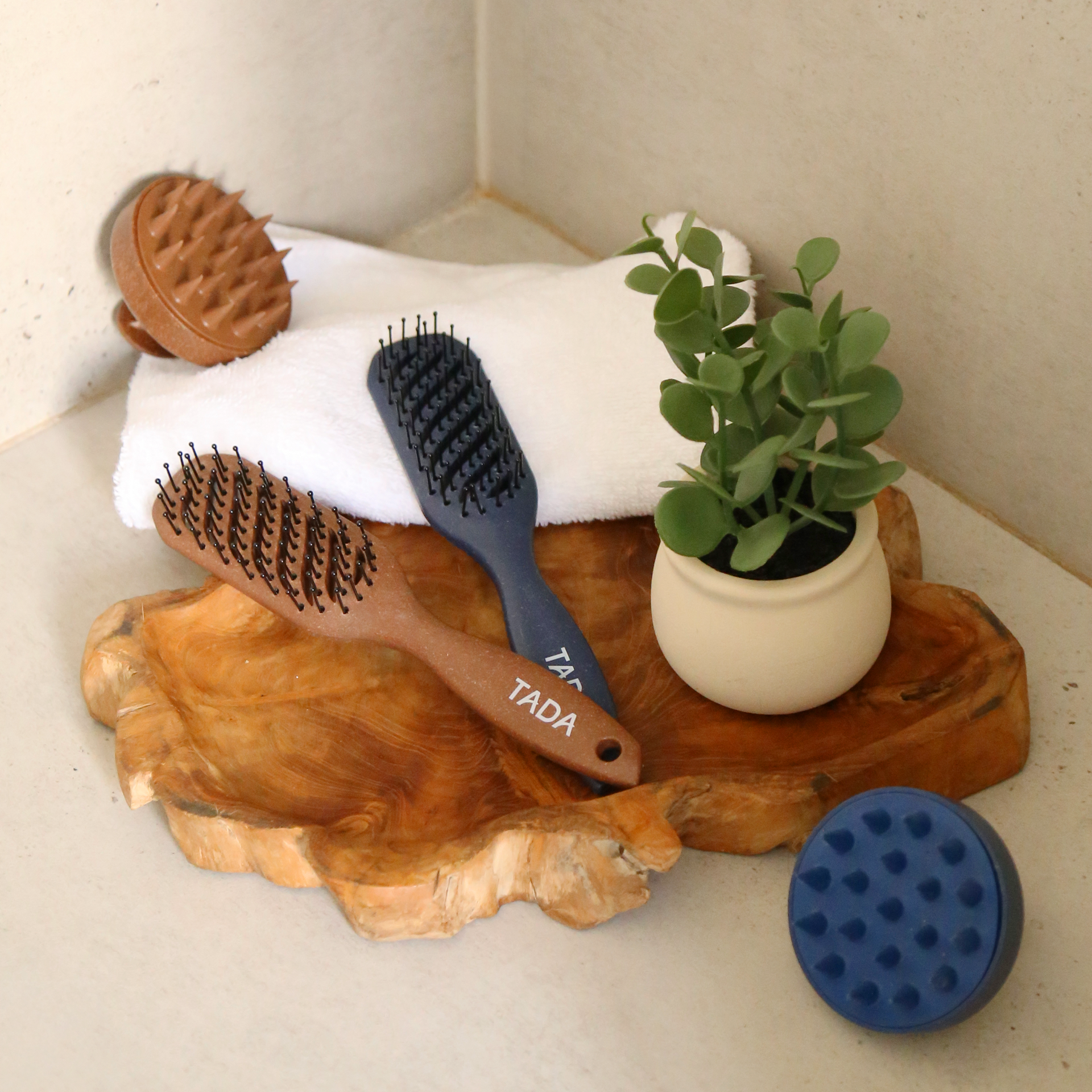 Biodegradable Scalp Shampoo & Vent Hair Brush Set Navy