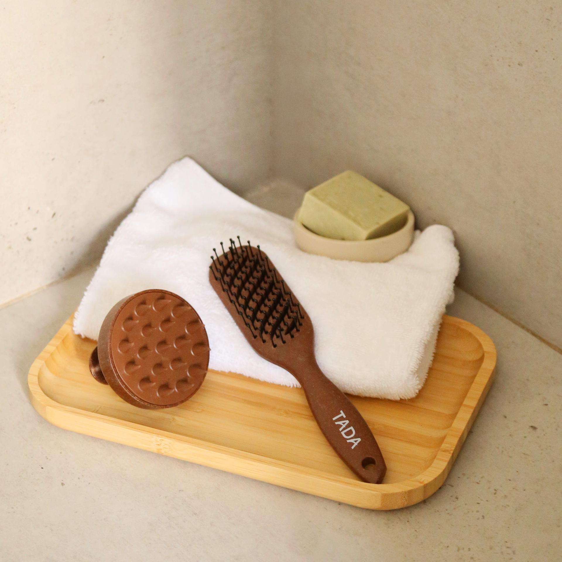 Biodegradable Scalp Shampoo & Vent Hair Brush Set Brown