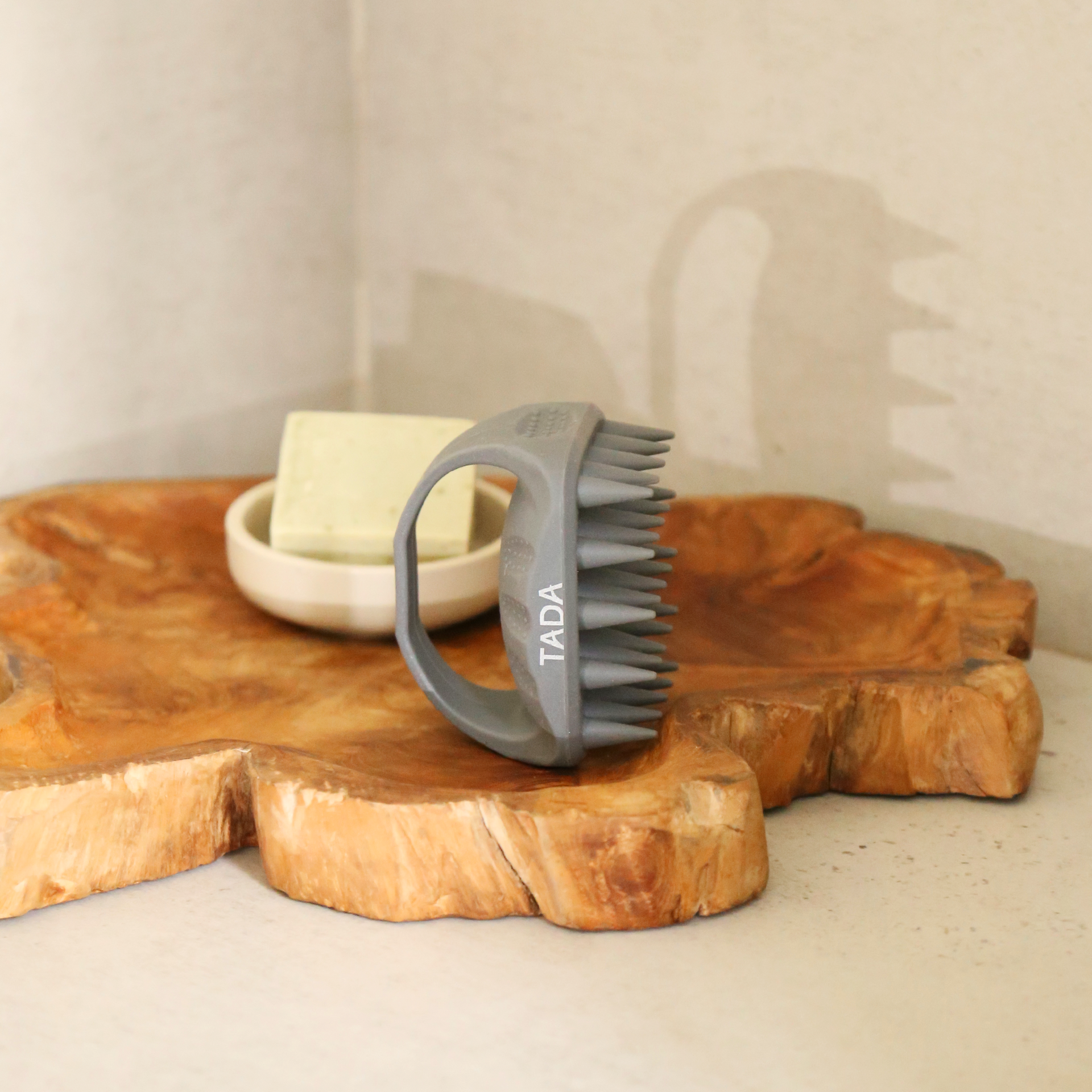 Scalp Massaging Shampoo Brush with Handle Gray