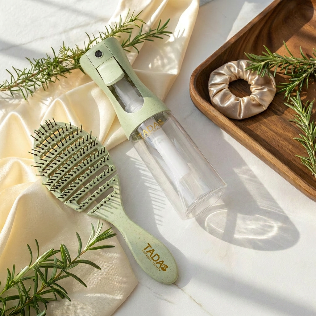 Natural Care Hairbrush & Spray Set Green